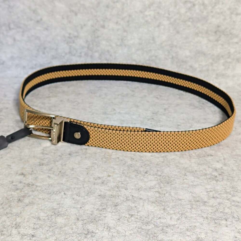 Tommy Bahama Mens Woven Braided Belt Beige/Black with Buckle Size 40